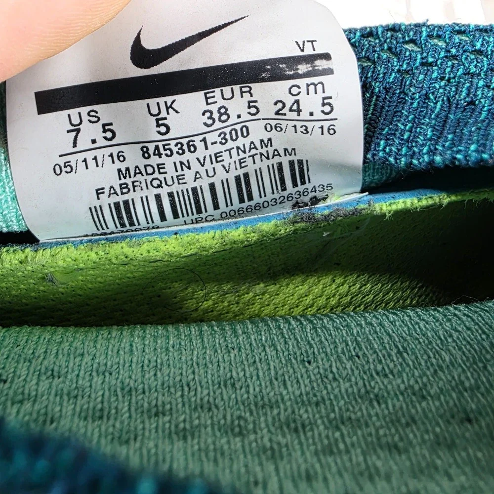 Nike Zoom All Out Flyknit Women Running Shoes‎ Teal Orange Sz 7.5